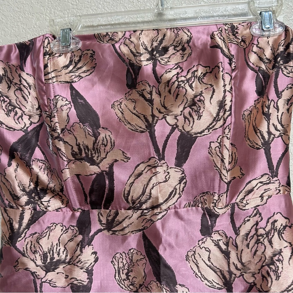 NWT Lulus Strapless Gowning Around Floral Maxi Dress Pink Gold Women’s Large - Picture 7 of 14